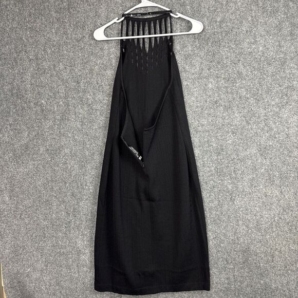 ST JOHN Evening Dress Womens Size 10 Black Halter Knit Beaded Cocktail Party - Picture 2 of 8